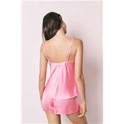 Pijama corto satén rosa