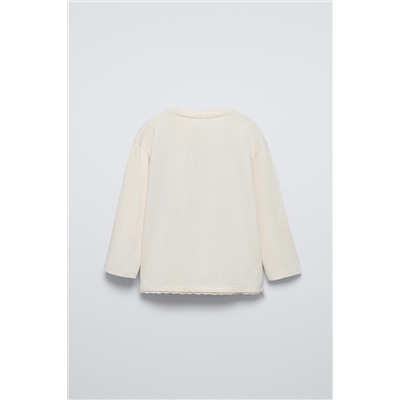 LACE-TRIMMED T-SHIRT WITH PRINT