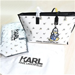 Модная сумка-тоут из кожи цвета личи KARL LAGERFEL*D ОРИГИНАЛ! 😎