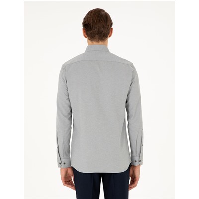 Haki Oxford Slim Fit Uzun Kollu Gömlek