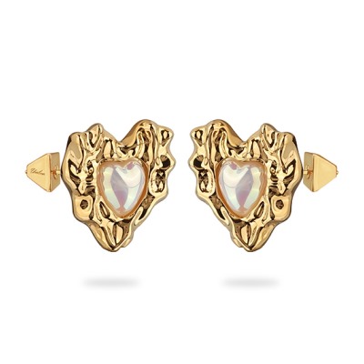 Серьги Страсть (смола белая; покрытие золото), Есть комплект