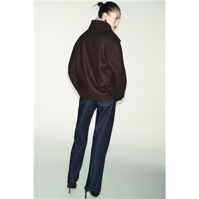 CROPPED WOOL COAT WITH HIGH NECK