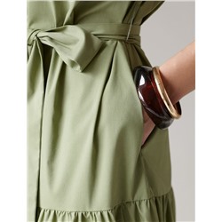 Платье А-силуэта с поясом из легкого хлопкового поплина