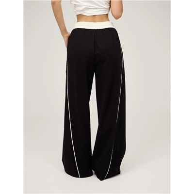 Черные широкие брюки с кантом