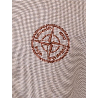 Футболка поло с воротником на пуговицах из полотна пике с меланжевым плетением с эластаном