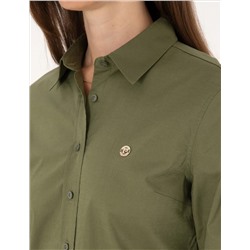 Haki Slim Fit Uzun Kollu Gömlek