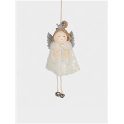 Игрушка елочная, 16 см, пенопласт/полиэстер, серебристая, Ангел, New year