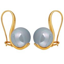 Серьги (Майорка 14мм голубая; покрытие золото), Есть комплект