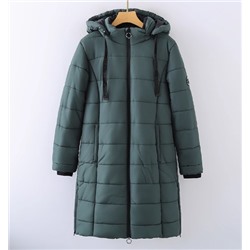 Женское длинное хлопковое пальто со съемным капюшоном