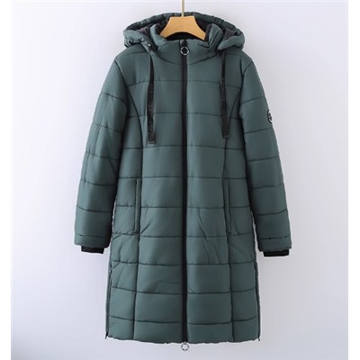 Женское длинное хлопковое пальто со съемным капюшоном