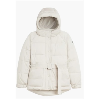 Belted Oversize Hooded Puffer Coat Noize