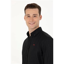 Erkek Siyah Uzun Kollu Basic Gömlek