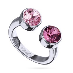 Кольцо Теннис (кристаллы SW розовые микс 6мм; покрытие родий), Есть комплект