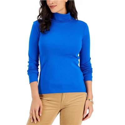 Tommy Hilfiger Women's Long Sleeve Cotton Turtleneck Top