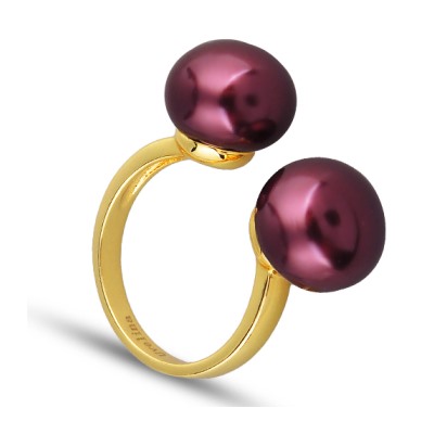 Кольцо (Майорка 12мм бургунди; покрытие золото), Есть комплект