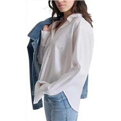 Женская рубашка свободного кроя со стразами и   DKN*Y Jeans