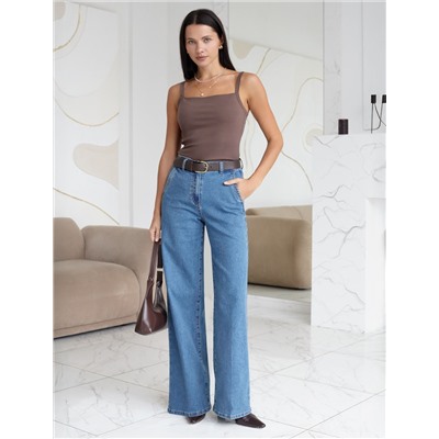 Топ с двуслойной зоной бра на бретелях из хлопка