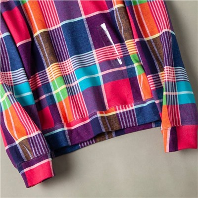 Женская толстовка худи в яркую клетку на флисе РАЛЬ*Ф Л