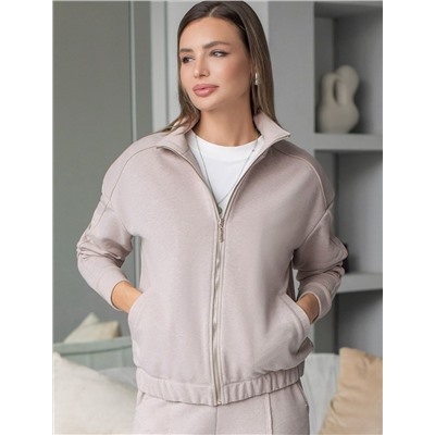 Бомбер среднего объема на молнии из петельчатого футера двухнитки с эластаном