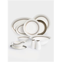 Сервиз обеденный, 12 перс, 50 пр, фарфор F, бело-зеленый, с золотистым кантом, матовый, Virtus