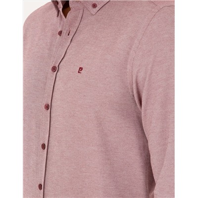 Bordo Oxford Slim Fit Uzun Kollu Gömlek