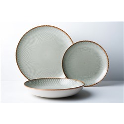 Тарелка суповая, 23х4,5 см, керамика, серо-бежевая, Серые ромбы, Mandala, 63233