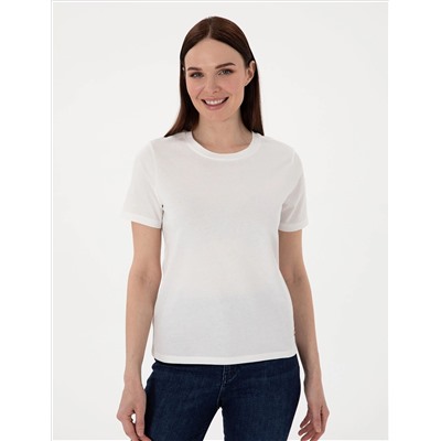 Beyaz Regular Fit Bisiklet Yaka Basic Tişört