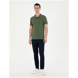 Haki Slim Fit %100 Pamuk Polo Yaka Basic Tişört