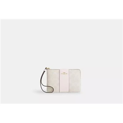 Corner Zip Wristlet In Signature Canvas With Stripe