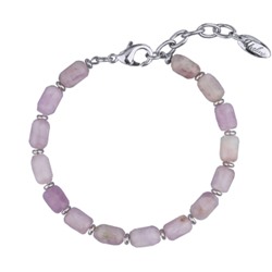 Браслет Селена (кунцит 8мм; покрытие родий) 19-22см, Есть комплект