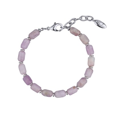Браслет Селена (кунцит 8мм; покрытие родий) 19-22см, Есть комплект