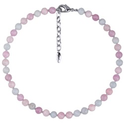 Колье Селена (аметист, аквамарин 8мм микс; покрытие родий) 40-45см, Есть комплект