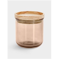 Банка для сыпучих продуктов, 350 мл, стекло/дерево, коричневая, Jars