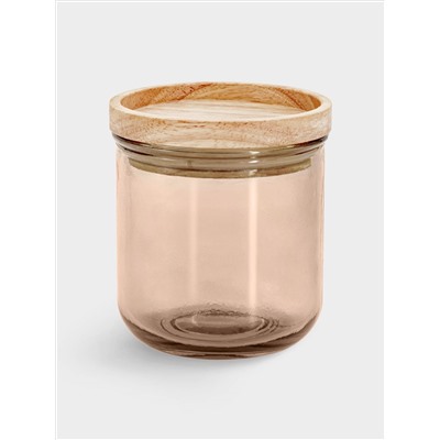 Банка для сыпучих продуктов, 350 мл, стекло/дерево, коричневая, Jars
