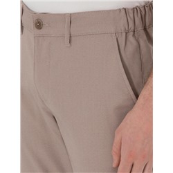 Koyu Bej Slim Fit Beli Lastikli Kanvas Pantolon