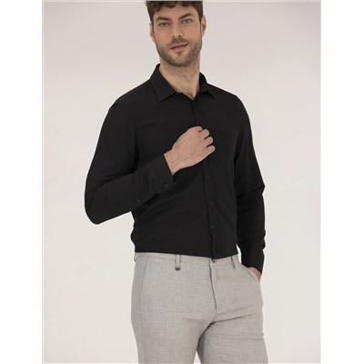 Siyah Slim Fit Oxford Gömlek