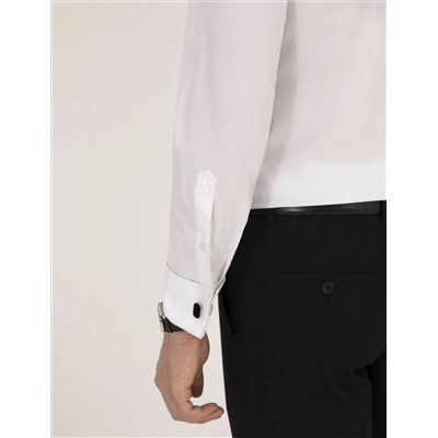 Beyaz Slim Fit Smokin Gömlek