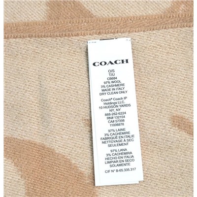 Зимний теплый и уютный шерстяной шарф с жаккардовым узором и надписью с подарочным пакетом COAC*H