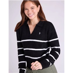 JOHNNY COLLAR THIN STRIPE SWEATER