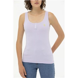 Kadın Lila Bisiklet Yaka Kolsuz Basic Tişört