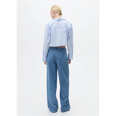 Pantalón denim wide leg cinturón