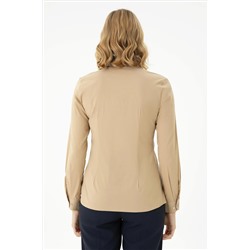 Kadın Kum Uzun Kollu Basic Gömlek