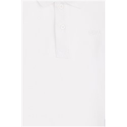 Erkek Çocuk Beyaz Basic Polo Yaka Sweatshirt