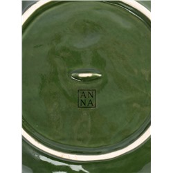 Блюдо глубокое, 26х5 см, керамика D, зеленое, Шишки на еловой ветке, Fir branch