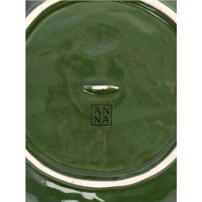 Блюдо глубокое, 26х5 см, керамика D, зеленое, Шишки на еловой ветке, Fir branch