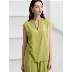 Свободный топ с V-вырезом и цельнокроеным коротким рукавом изо льна с вискозой