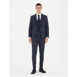 Lacivert Ekstra Slim Fit Yelekli Takım Elbise