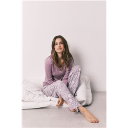 Pijama largo rosa estampado flores