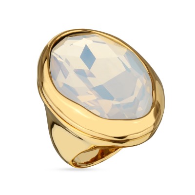 Кольцо Грация (кристаллы SW 30х22 белый опал; покрытие золото), Есть комплект