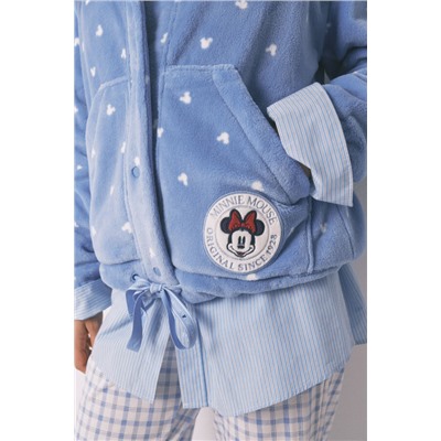 Bata corta polar Mickey azul estampado